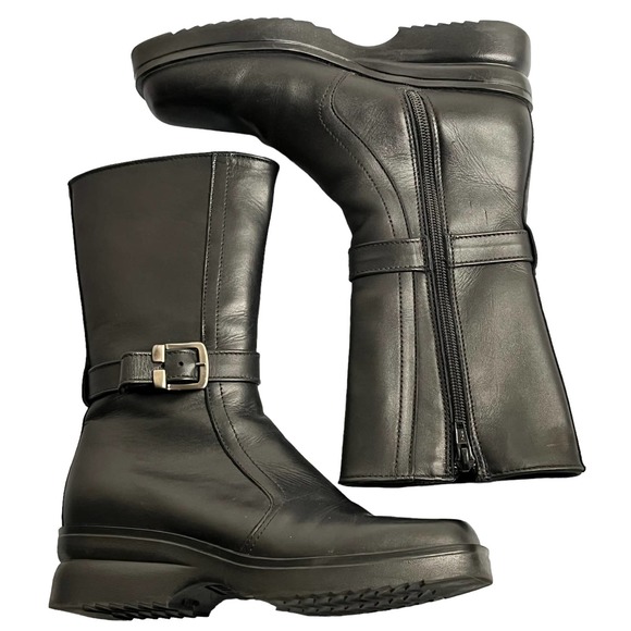 NWOT LL Bean Short Black Leather Boots Womens Size 5.5 Med - Picture 5 of 9